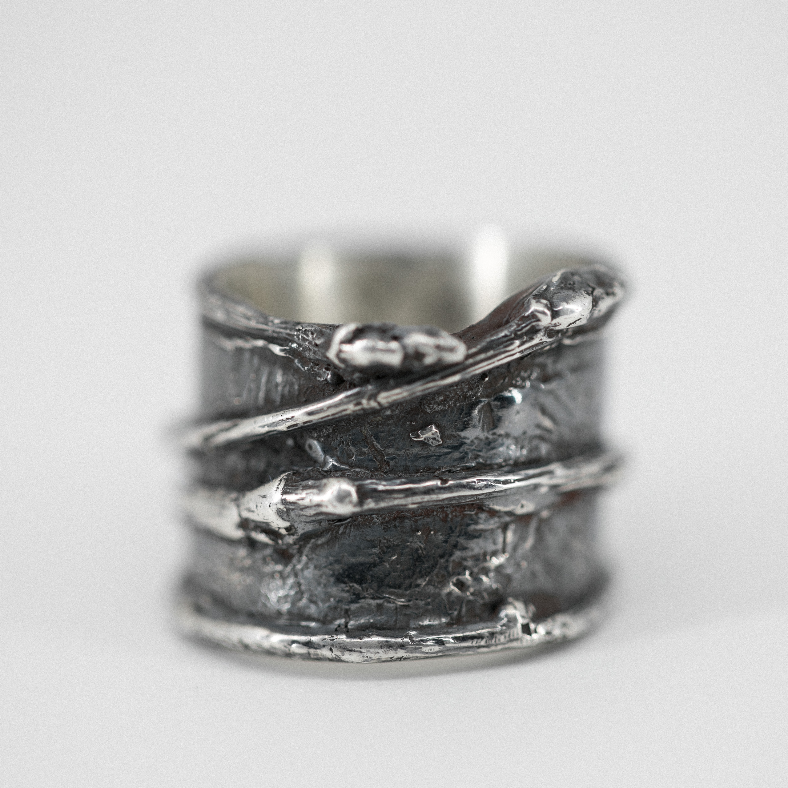 Pipe style ring with twigs